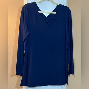 Susan Graver Liquid Knit Tunic V-Neck Front and Back